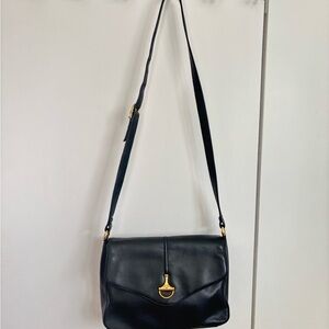 Vintage Black Leather Etienne Aigner Shoulder Bag